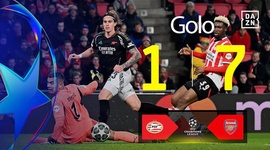 Liga Campeões: PSV vs Arsenal, Golo 1-7 Calafiori (2024-2025)