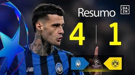 Liga Campeões: Atalanta 4 - 1 Dortmund (2025-2026)