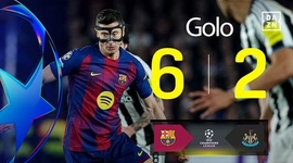 Liga Campeões: Barcelona vs Newcastle, Golo 6-2 Lewandowski (2025-2026)