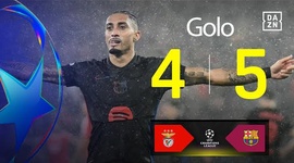Liga Campeões: Benfica vs Barcelona, Golo 4-5 Raphinha (2024-2025)