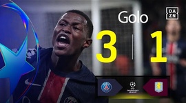 Liga Campeões: PSG vs Aston Villa, Golo 3-1 Nuno Mendes (2024-2025)