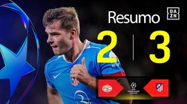 Liga Campeões: PSV 2 - 3 Atlético Madrid (2025-2026)