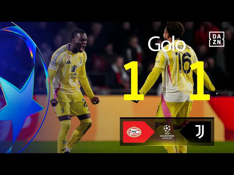 Liga Campeões: PSV vs Juventus, Golo 1-1 Weah (2024-2025)