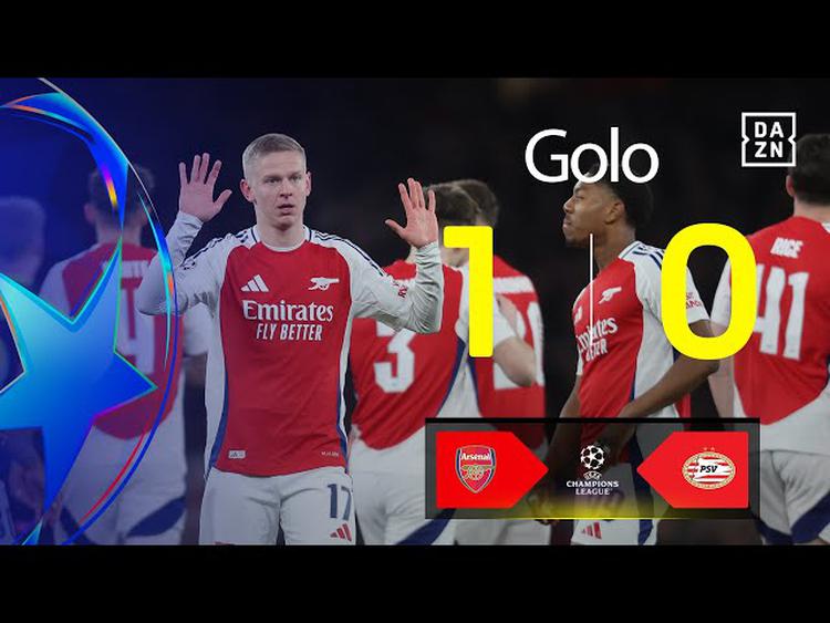 Liga Campeões: Arsenal vs PSV, Golo 1-0 Zinchenko (2024-2025)