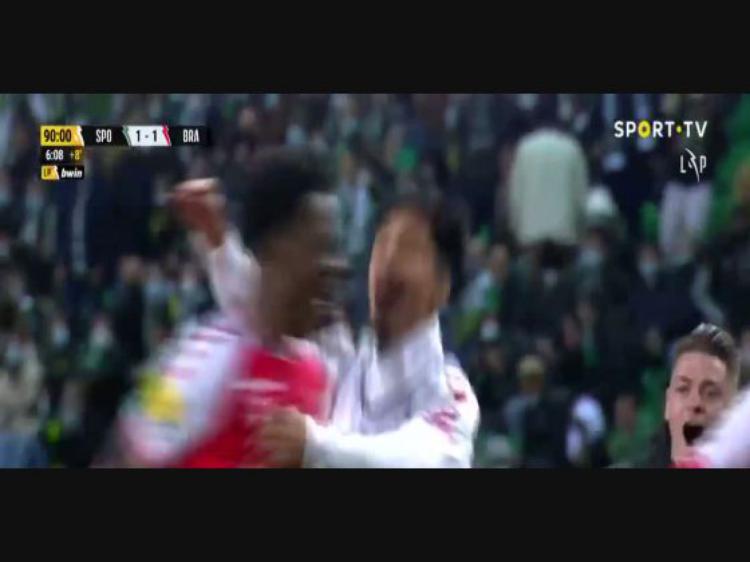 Liga Portugal Bwin: Sporting (1-2) Sp. Braga, Golo J. Gorby, 97m (2021-2022)