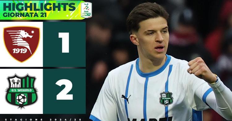 Serie B: Salernitana 1 - 2 Sassuolo (2024-2025)