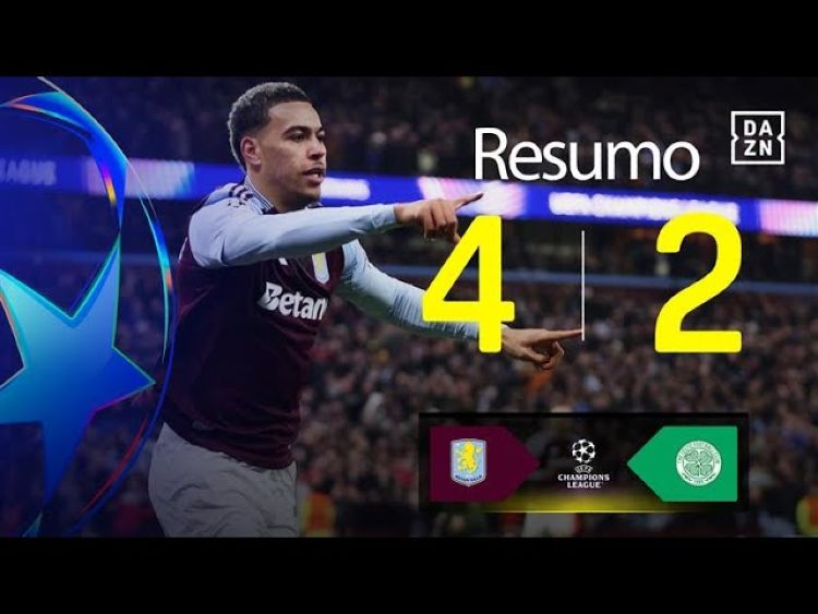 Liga Campeões: Aston Villa 4 - 2 Celtic (2024-2025)
